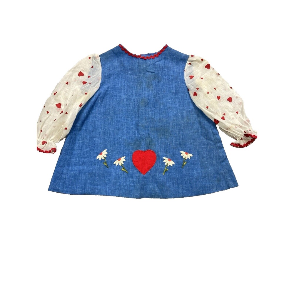 Vintage Ruth‎ Of Carolina Toddler Dress  Size 18 Months Blue Stains